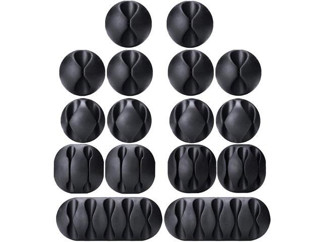 Cable Clips, 16 Pack Black Cord Organizer Cable Management for Organizing Cable Cords Home and Office, Self Adhesive Cord Holders