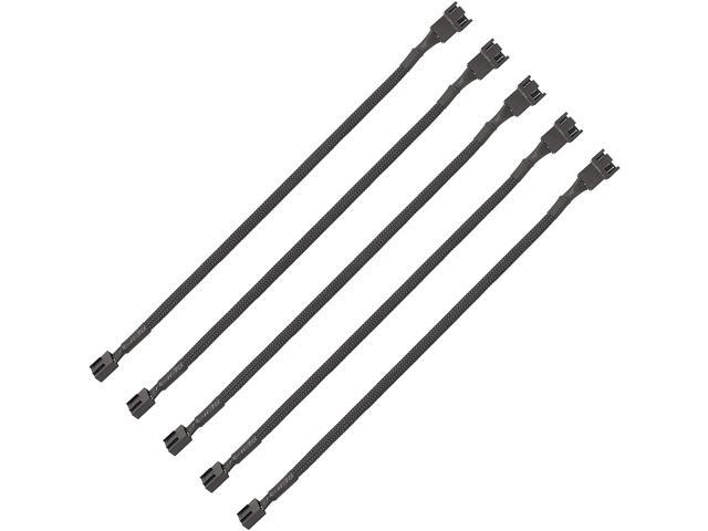 Fan Extension Cable - 10.5 inch PC Fan Extension Cable Compatible with ATX Case 3 Pin & 4 Pin Cooling Fans. Durable, Black Nylon Braided Case Fan...