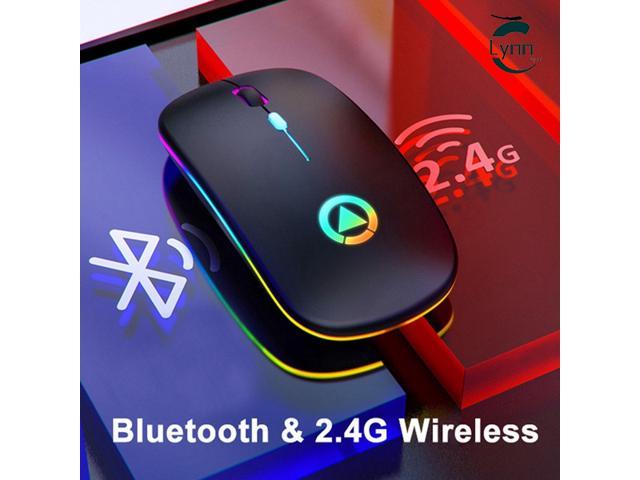 High Quality LED Lights Rechargeable Wireless Mouse Silence Smart Sleep Cordless 1600 Dpi Bluetooth 5.2 2.4gHZ RGB Mouses Transfer For Home Office.