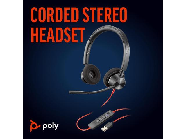 Poly - Blackwire 3320 - Wired, Dual-Ear (Stereo) Headset with Boom Mic - USB-A to Connect to Your PC, Mac or Cell Phone - Works with Teams...