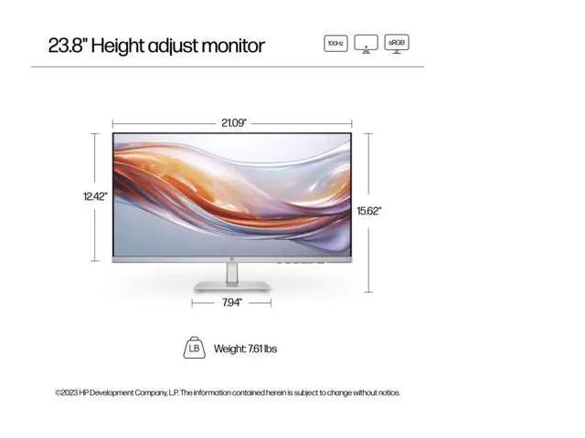 HP - 23.8" IPS LED FHD 100Hz Monitor with Adjustable Height (HDMI, VGA) - Silver & Black - image 10