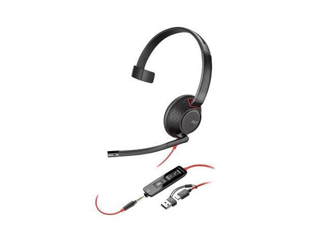 Poly Blackwire 5210 Monaural USB-C Headset + 3.5mm Plug + USB-C/A Adapter - Microsoft Teams Certification - Mono - USB Type C, Mini-phone (3.5mm) -...