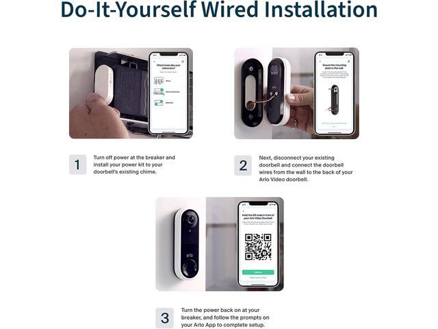 Arlo Essential Wired Video Doorbell - HD Video, 180° View, Night Vision, 2 Way Audio, Direct to Wi-Fi No Hub Needed, Easy Installation (existing...
