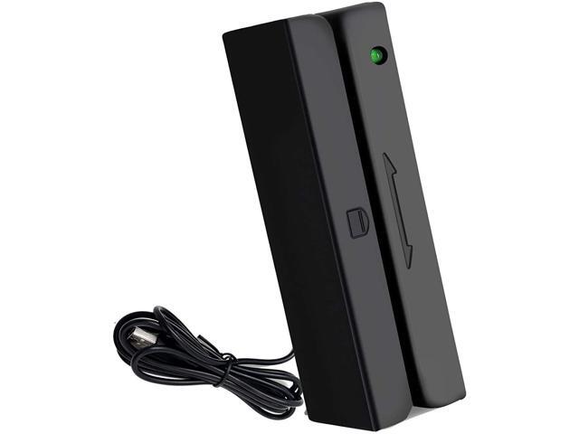 Run Mall Magnetic Stripe Card Reader USB 3-Track POS Credit Card Reader Swiper Magstripe Swipe Card Reader Membership Card Gift Card Reader Access.