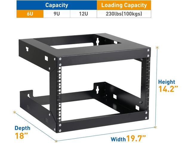 6U Wall Mount Rack Open Frame 19' Server Equipment 18 inches Depth Network Cabinet Black by Tedgetal