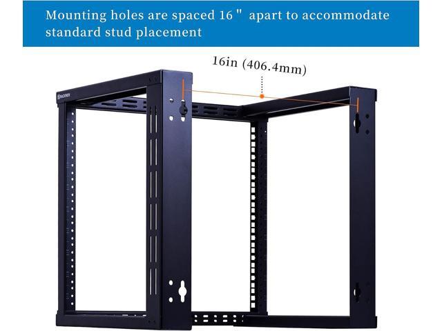 RackPath 9U Wall Mount Rack Open Frame 19in Server Equipment Rack Heavy Duty - 17in Depth