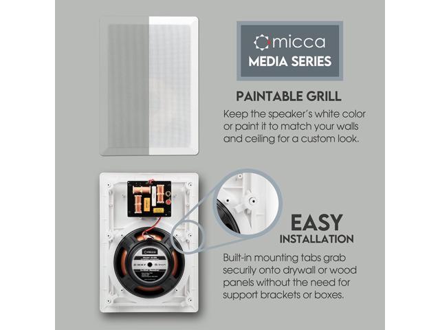 Micca M-8S 2-Way in-Wall Speaker, 10.0'(W) by 14.1'(H) Cutout, Home Theater, Whole House Audio, Indoor or Covered Outdoor, 8' Woofer, 1' Tweeter,...