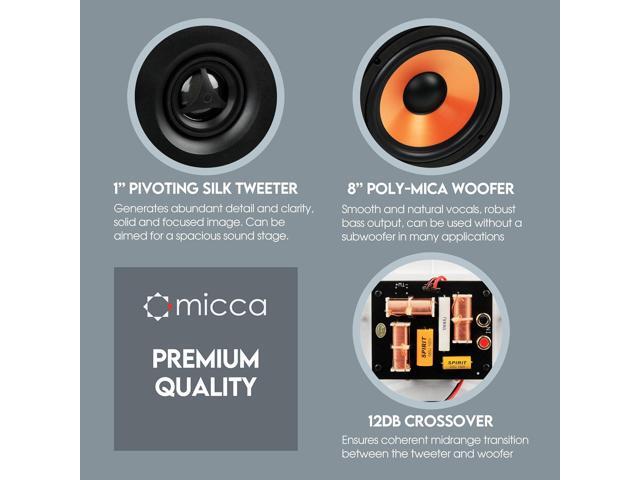 Micca M-8S 2-Way in-Wall Speaker, 10.0'(W) by 14.1'(H) Cutout, Home Theater, Whole House Audio, Indoor or Covered Outdoor, 8' Woofer, 1' Tweeter,...