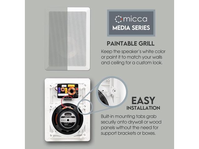 Micca M-6S 2-Way in-Wall Speaker, 7.3'(W) by 10.7'(H) Cutout, Home Theater, Whole House Audio, Indoor or Covered Outdoor, 6.5' Woofer, 1' Tweeter,...