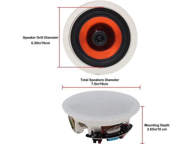 Herdio 6.5' 600 Watts Ceiling Speakers Wireless Home Recessed Speaker System Perfect for Indoor,Kitchen,Home Theater,Bedroom,Office,Covered Patio4...