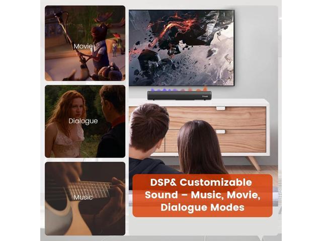 HDMI Sound Bar for TV, Bluetooth Small TV Soundbar Speaker, Optical/HDMI/Aux/Coax/USB/Bluetooth Connection for TV, PC, Projectors, Includes Remote...