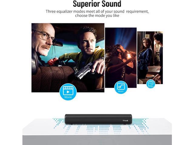 Sound Bar for TV, Bluetooth 5.0 Soundbar, 50 Watt 16 Inch Soundbars for Home Audio, Gaming, Projectors, TV Speakers Supports HDMI...