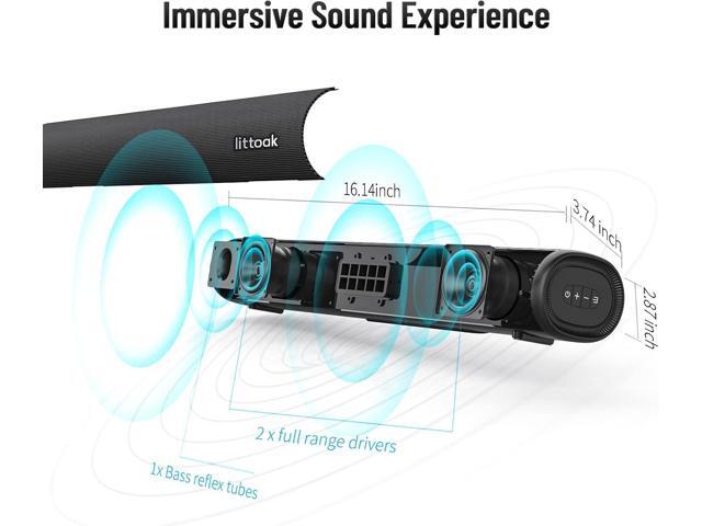 Sound Bar for TV, Bluetooth 5.0 Soundbar, 50 Watt 16 Inch Soundbars for Home Audio, Gaming, Projectors, TV Speakers Supports HDMI...