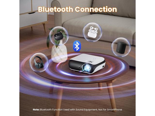 HAPPRUN Projector, Native 1080P Bluetooth Projector with 100' Screen, Portable Outdoor Movie Projector, Mini Projector for Home Bedroom, Compatible...