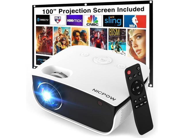 Outdoor Projector, Mini Projector with 100' Screen, 1080P and 240' Supported Movie Projector 7500 L Portable Home Video Projector Compatible with. photo