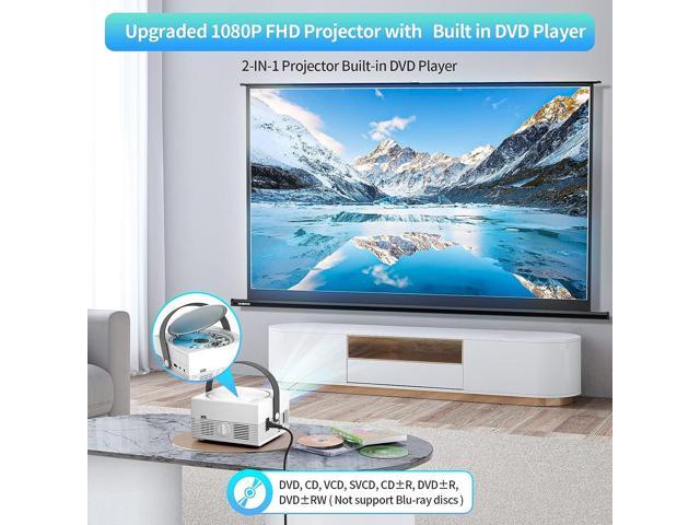 Mini Projector Built in DVD Player, FELEMAN 1080P HD Portable Bluetooth Projector with HiFi Speaker, 8500L Home Theater Movie Projector Compatible...