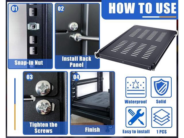 Hortsun 1U Adjustable Rack Mount Shelf Vented Server Rack Drawer 175 lbs 27.5 to 38 Inch Adjustable Mounting Depth Blanking Panel Kit Universal...