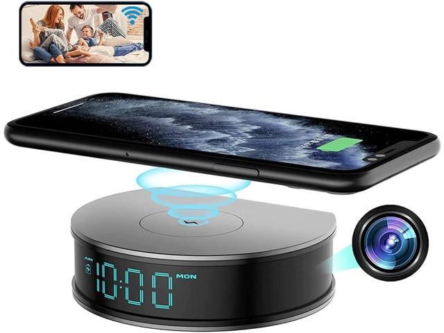 Hidden Spy Mini Camera with 15W Fast Wireless Charger Alarm Clock, LIZVIE 1080P WiFi Night Vision/Motion Detection/Video Recording/APP Remote...