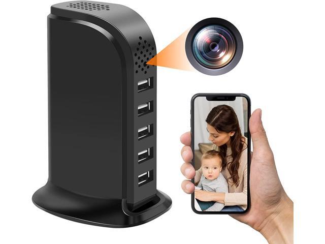 Hidden Camera WiFi Charger Wireless Spy Camera HD 1080P 5 Port USB Small Body Cam Loop Video Picture Recorder with Motion Detection for Family Home...