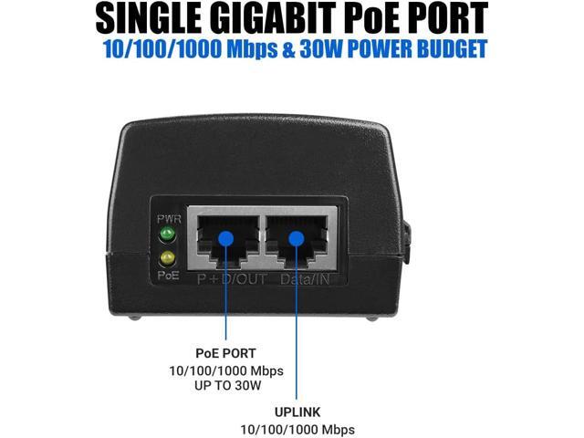 BV-Tech Gigabit Power Over Ethernet PoE+ Injector 30W Plug & Play up to 325 Feet