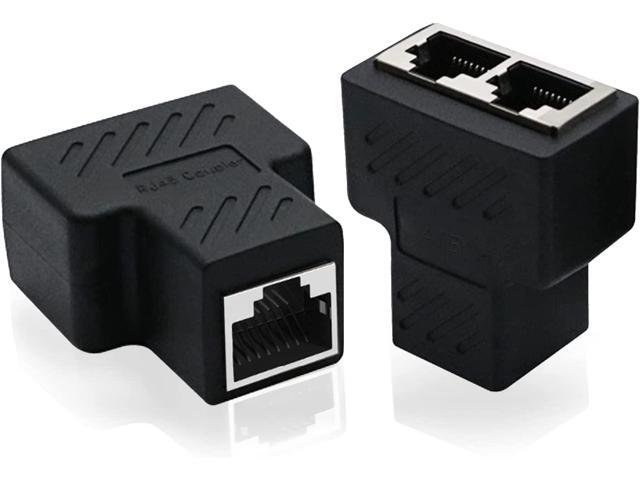 Ethernet Splitter, Tuliyet RJ45 1 to 2 Ethernet Splitter Coupler Adapter, Ethernet Cable &LAN Internet Splitter for Cat5, Cat5e, Cat6 Cable - 2pcs