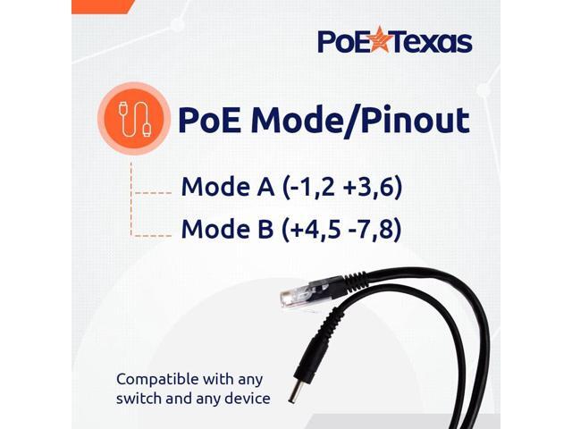 PoE Texas 802.3af Power Over Ethernet PoE Splitter with 5 Volts 10 Watts Output - for 5V Non-PoE Security Camera and Devices Like Foscam, Sonoff,...