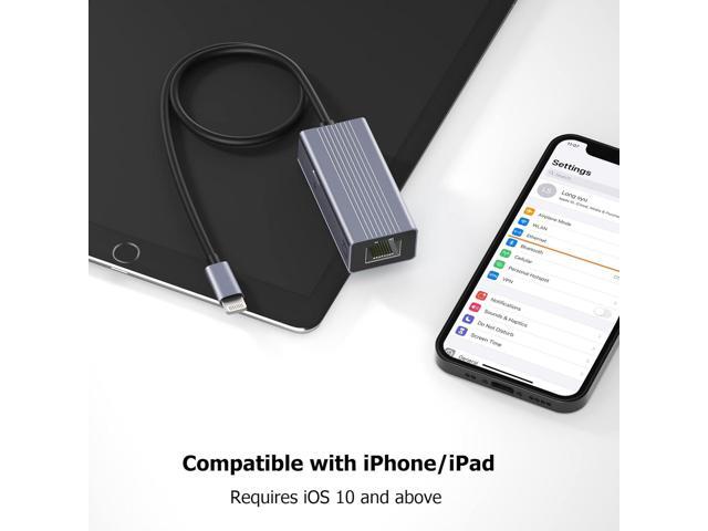 Lightning to Ethernet Adapter[Apple MFi Certified], IVSHOWCO iPhone iPad to RJ45 Ethernet LAN Network Adapter with Charging Port, 100Mbps High...