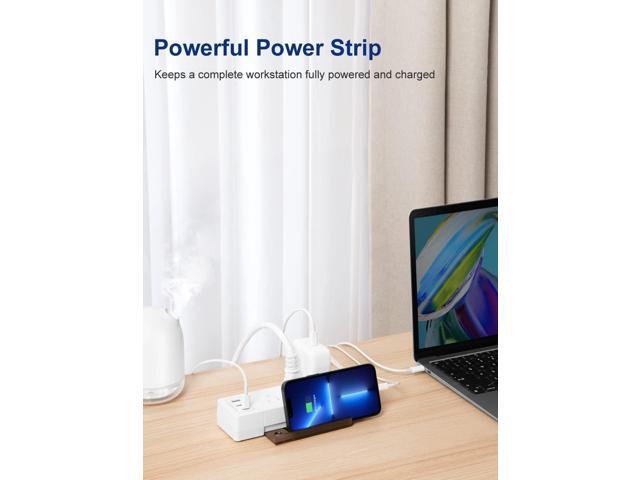 1875W Power Strip Ultra-Flat Plug Extension Cord with USB C Ports, Surge Protector Power Strip with 3 USB 3 AC Outlet, Mountable Flat Extension...