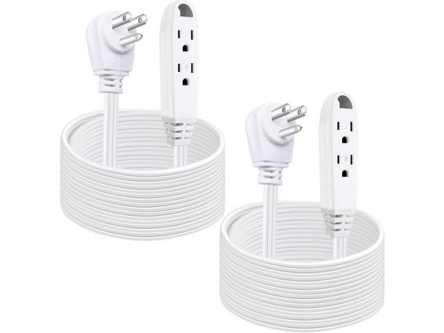 Kasonic 12 Feet 3 Outlet Extension Cord 2 Pack - Triple Wire Grounded Multi Outlet, 16/3 SPT-3, 13 Amp, 125V, 1625 Watts, UL Listed (White)