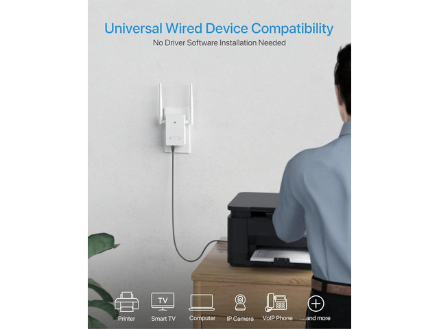 BrosTrend Universal WiFi to Ethernet Adapter, 300Mbps on 2.4GHz, WiFi to Wired Converter Wireless Bridge with RJ45 Port for Printer, Smart TV,...