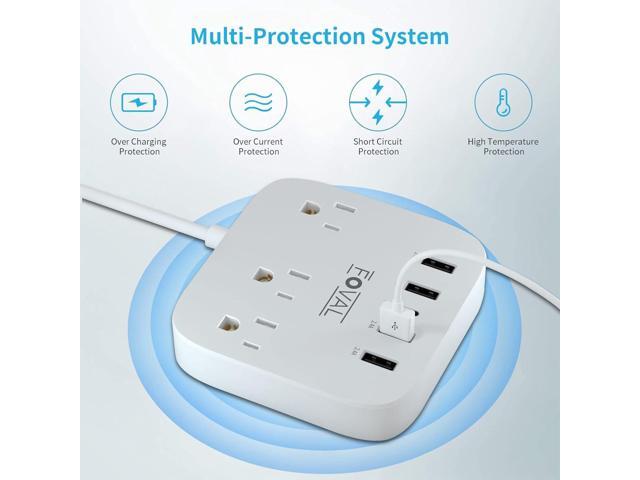 European Travel Plug Adapter, FOVAL EU UK US Power Strip with USB C and 4 USB Ports, 3 AC Outlets, Wall Mountable, 5ft Extension Cord, Compact for...