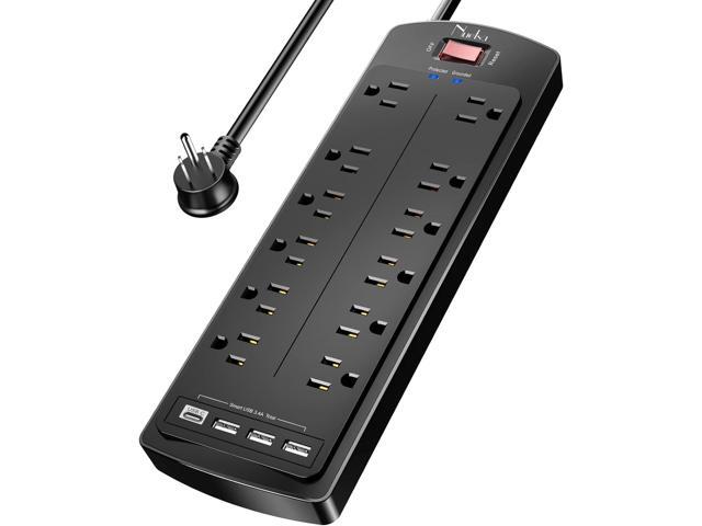 Power Strip, Nuetsa Surge Protector with 12 Outlets and 4 USB Ports, 6 Feet Flat Plug Extension Cord (1875W/15A) for for Home, Office, Dorm...