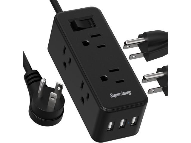 Power Strip Surge Protector with USB, SUPERDANNY Mini Flat Plug Extension Cord with 6 Widely Space Outlets & 3 USB Ports 5 Ft, Wall Mount, Compact...