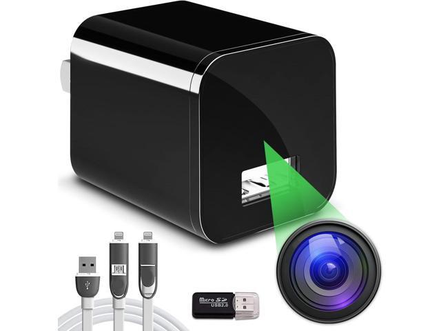 ALPHA TECH USB Hidden Camera Charger - 1080p HD Spy Camera No WiFi Needed - Mini Nanny Cam Wall Charger - Secret Hidden Cameras for Home Security,...