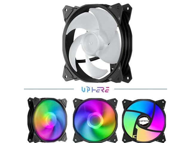 upHere Long Life 120mm 3-Pin High Airflow Quiet Edition Rainbow LED Case Fan for PC Cases, CPU Coolers, and Radiators 3-Pack,(PF120CF3-3)