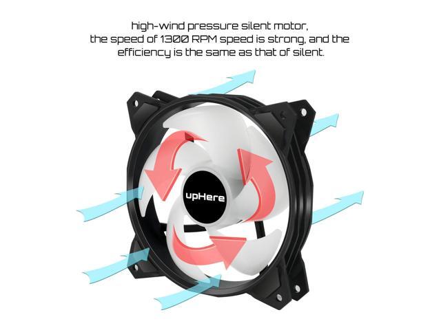 upHere Long Life 120mm 3-Pin High Airflow Quiet Edition Rainbow LED Case Fan for PC Cases, CPU Coolers, and Radiators 3-Pack,(PF120CF3-3)