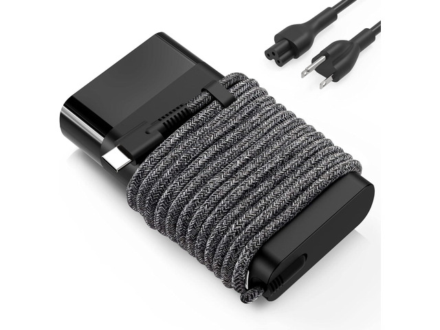 Slim 65W USB C ChargerCompatible with Hp EliteBook Chromebook Spectre ProBook Envy Fast Charging Type C Travel Laptop Power Adapter