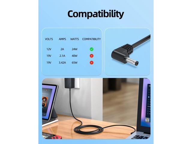 12V 2A AC Charger Fit for Chuwi UBook X/Pro X CWI535, GemiBook 13 14 Pro CWI529 Laptop Power Supply Adapter Cord