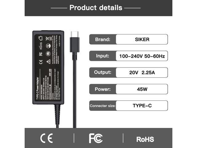 45W Type C USB C Charger Adapter for HP Chromebook X360 14-CA000 11-ae000 14-ca051wm 14-ca052wm 14-ca091wm ca061dx,11-ae051wm 11-ae001tu...