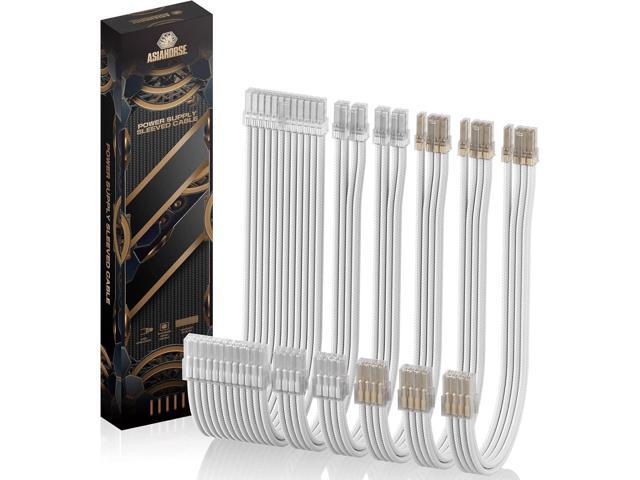 AsiaHorse PSU Cable Extension Kit of Clear Connector, 24Pin/4+4 EPS/6+2 PCI-E 16AWG ATX Power Supply Sleeved Cable Kit for Two-Way CPU Performance,...
