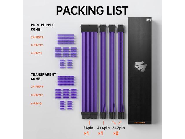 AsiaHorse 18AWG PSU Cable Extension Sleeved Custom Mod GPU PC Audio Video Power Supply Soft Braided Cables with Two Color Comb Kit 24P/8P to 6+2P/...