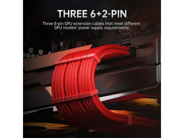 ASIAHORSE Power Supply Sleeved Cable, 16AWG PSU Cables Internal Power Supplies Extension Cables 1x24Pin/2x4+4 EPS/3x6+2 PCI-E, 30cm Length with...