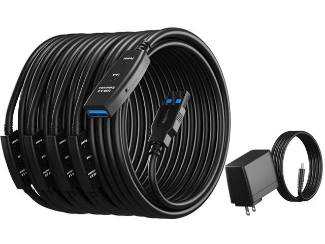 100 Feet Active USB Extension Cable 3.0 Male to Female with 3 Extension chipsets Signal Booster - Repeater Cord 30 Meters / 100 Feet (AC Power...