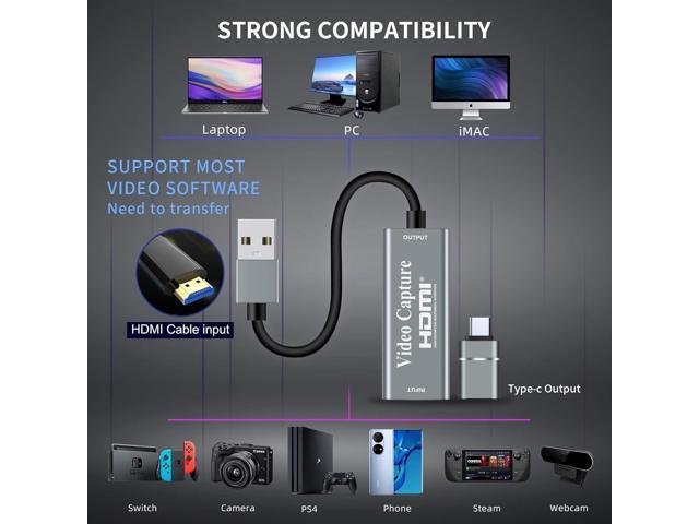 Video Capture Cards, 4K HDMI to USB 3.0 Video Capture Device, 1080P HD 60fps Broadcast Live and Record Video Audio Grabber for Gaming, Streaming,...