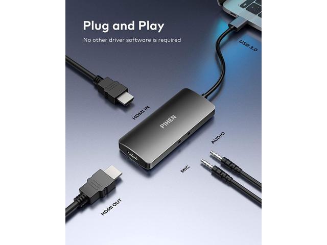PIHEN Capture Card, Video Capture Device, 4K 60FPS HDMI to USB3.0 Video/Audio Capture Recorder Device, Compatible Windows Linux YouTube OBS OS X...