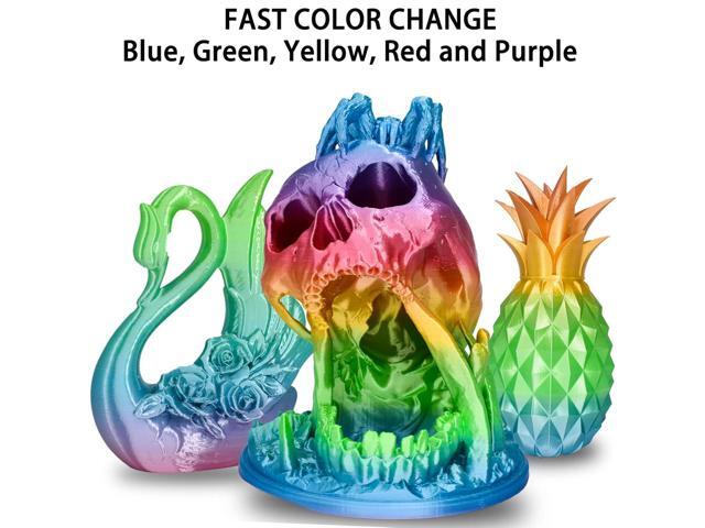 LOCYFENS Silk PLA Filament Multicolor, 3D Printer Filament Rainbow PLA Filament 1.75mm +/- 0.02mm, 3D Printing Filament 1kg/2.2lbs