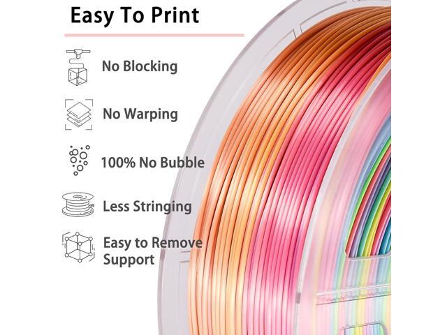 LOCYFENS Silk PLA Filament Multicolor, 3D Printer Filament Rainbow PLA Filament 1.75mm +/- 0.02mm, 3D Printing Filament 1kg/2.2lbs