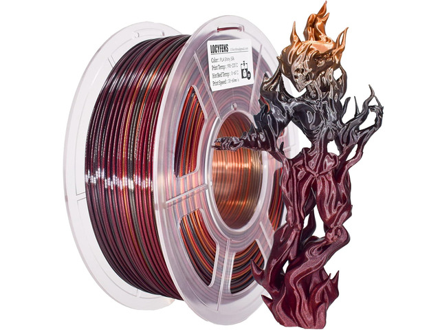 LOCYFENS 3D Printer Filament, PLA Filament Silk Gold Shiny Red Black PLA Filament 1.75mm +/- 0.02mm, 3D Printing Filament 1kg/2.2lbs