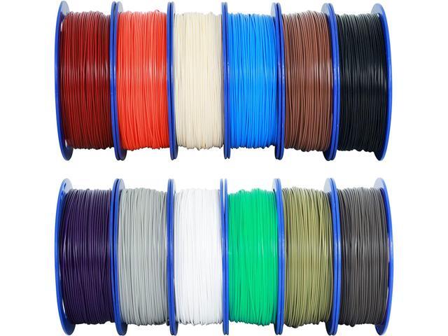 1.75mm ABS 3D Printer Filament 12 Spools Bundle, 12 Most Basic Popular ABS Colors Packed, Each Spools 0.5kg, Total 6kgs 3D Printer ABS Material.
