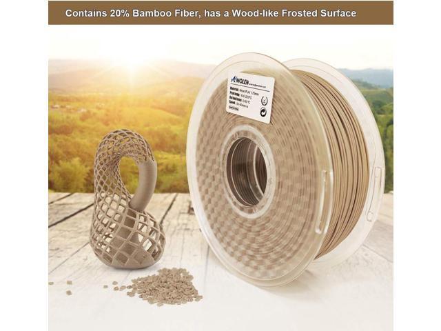 AMOLEN Wood Bamboo 3D Printer Filament, PLA Filament 1.75mm 20% Real Bamboo Fiber, 1kg/2.2lbs
